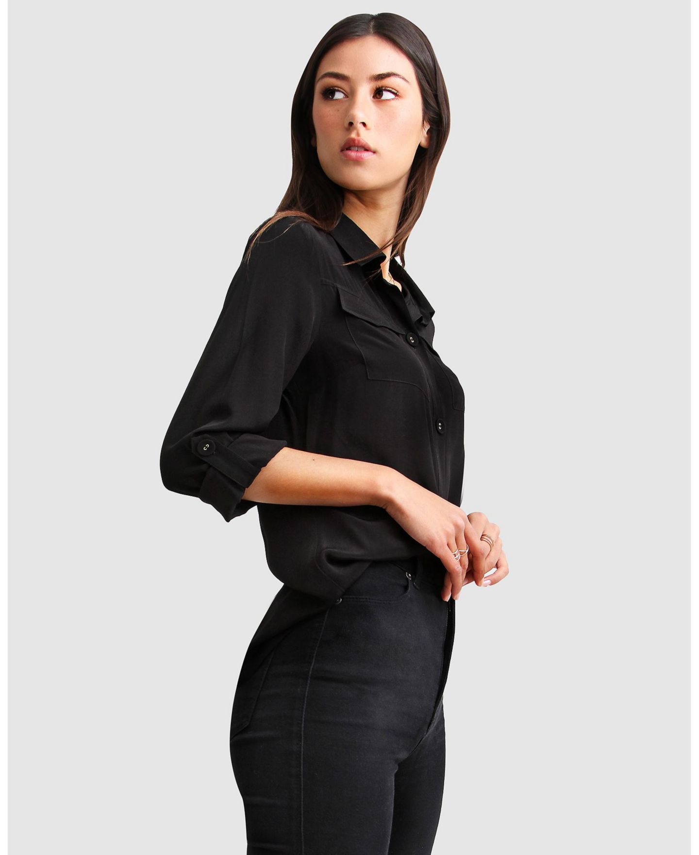 Женская блузка Belle & Bloom Eclipse Rolled Sleeve, цвет: Чёрный — фото 6
