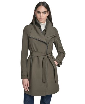 Petite Belted Long-Sleeve Wrap Coat