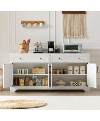 CASAINC 61" White Freestanding Base Kitchen Cabinet