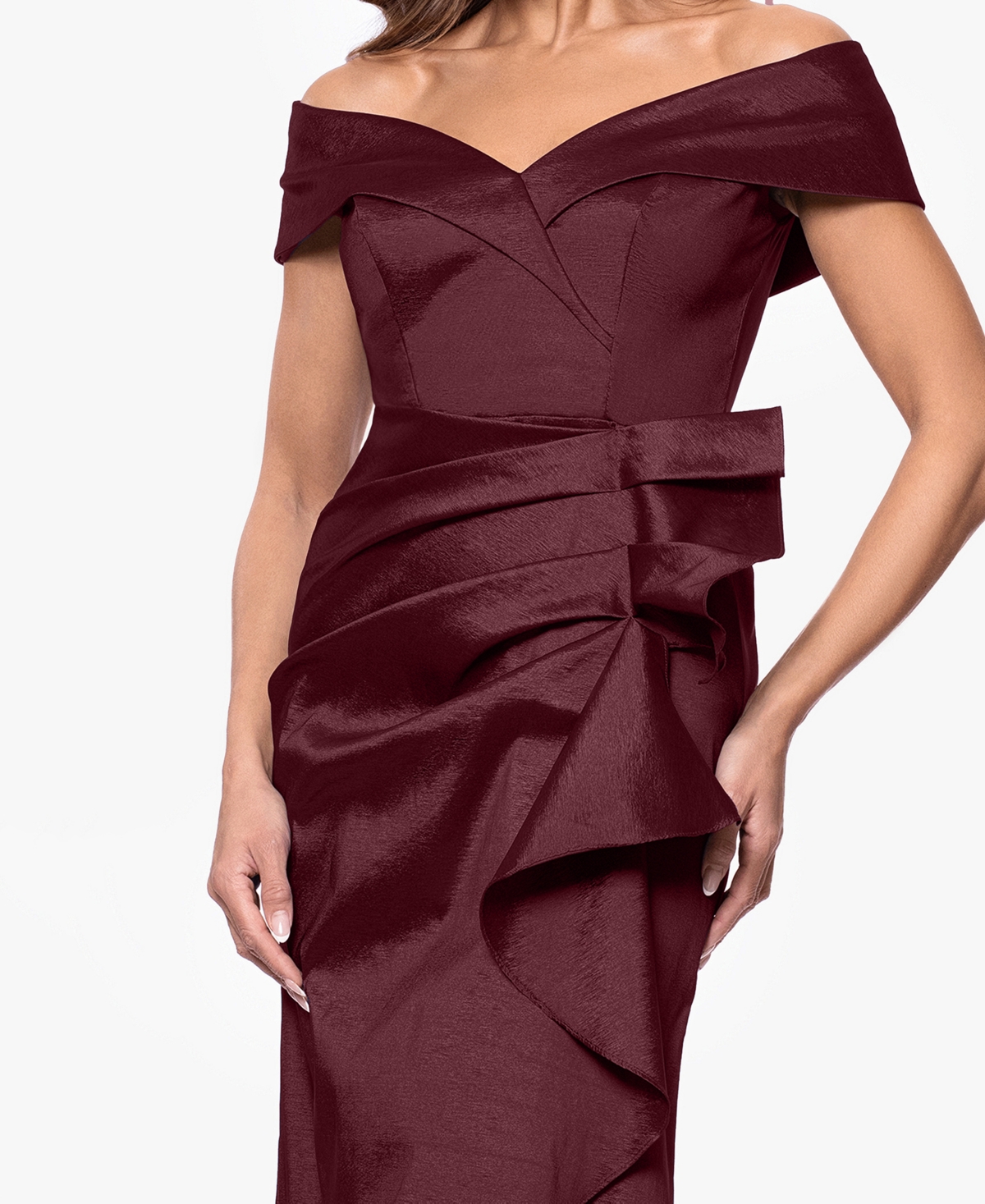 Xscape Women's Taffeta Off-the-shoulder Sweetheart Gown In Burgundy
