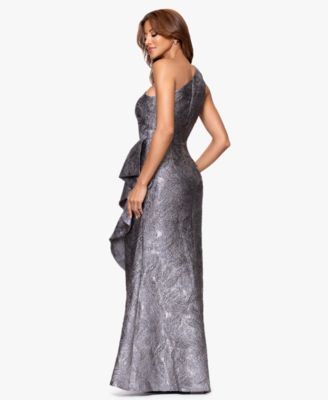 Women's Jacquard One Shoulder Ruffled Dress