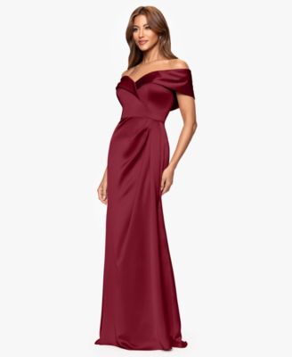 Women's Off-The-Shoulder Short Sleeve Satin Long Dress