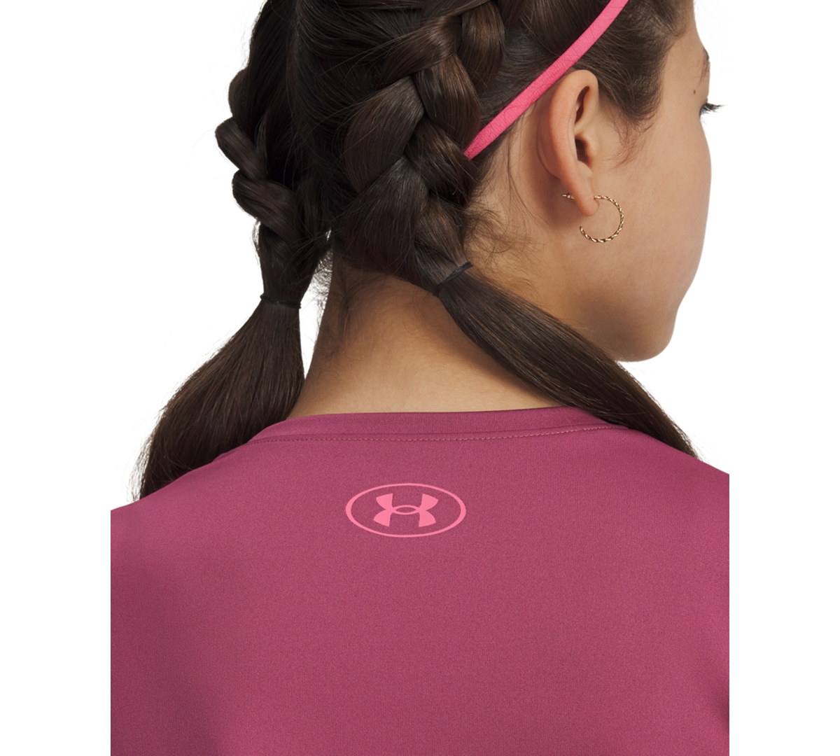 Under Armour Big Girls Graphic Print Short Sleeve T-shirt In Burgundy
