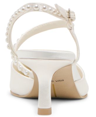 Women's Kamra Pearl Mid Satin Strappy Kitten Heel Pumps