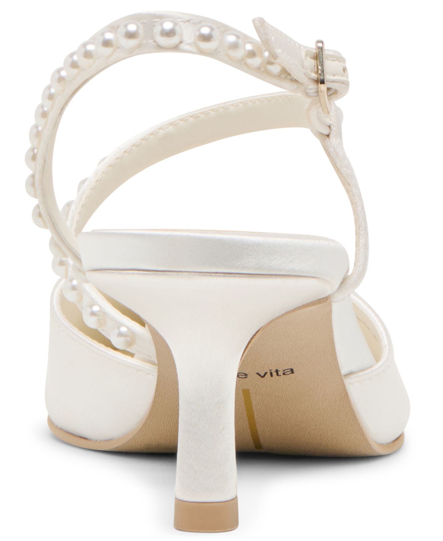 Женские туфли Dolce Vita Kamra Pearl Mid Satin Strappy Kitten Heel Pumps, цвет: Насыщенный белый — фото 3