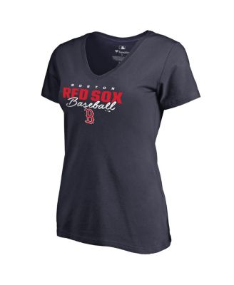 Fanatics Mto Label - Women's Navy Boston Red Sox Script Assist V-neck T-shirt