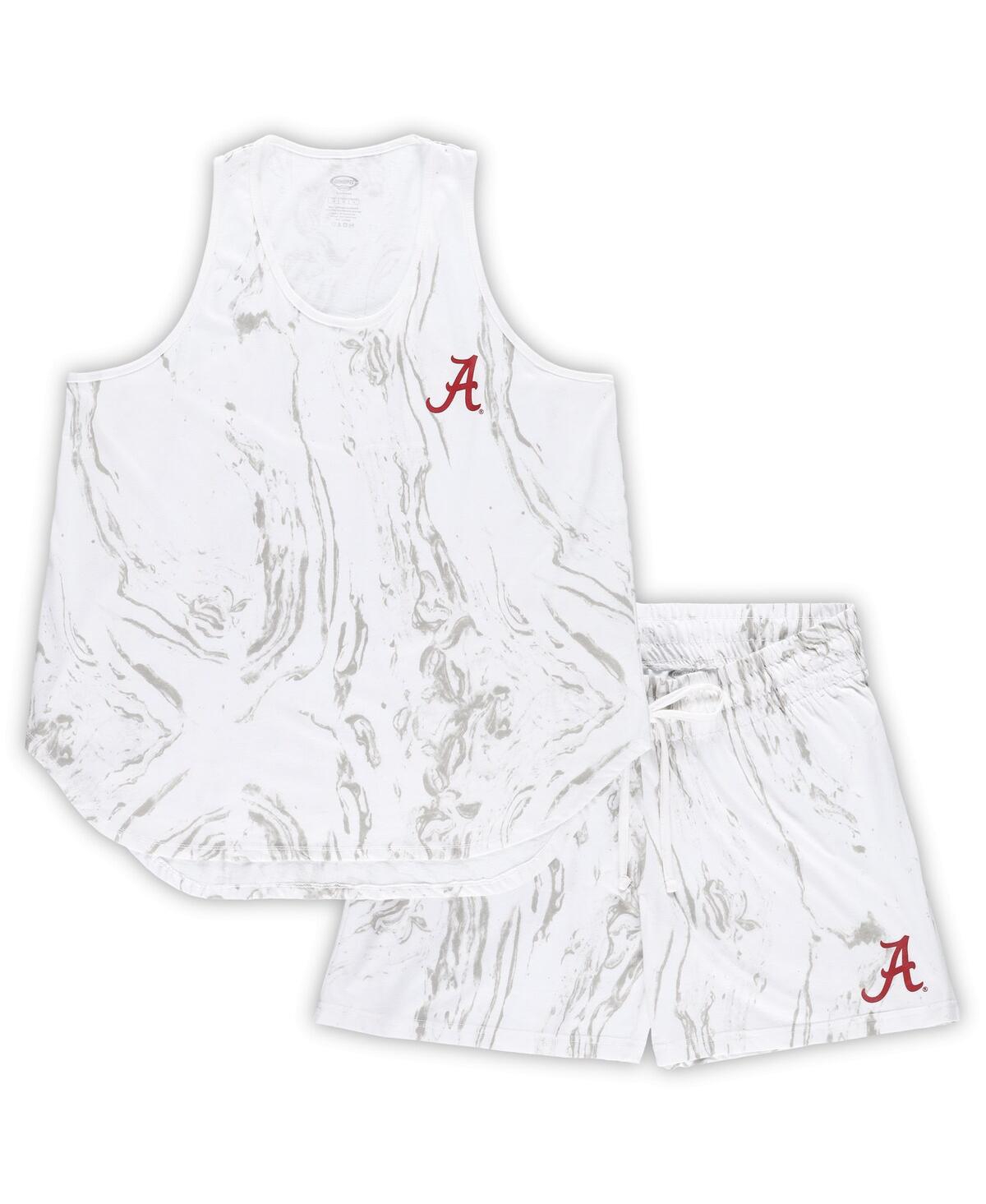 Profile Women's White Alabama Crimson Tide Plus Size Marble Tank And Shorts Set