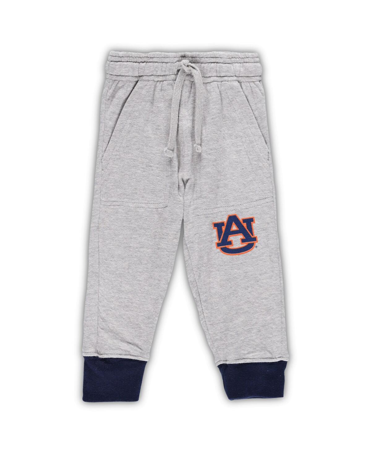 Wes & Willy Baby Boys And Girls Heather Gray Auburn Tigers Jie Long Sleeve Bodysuit And Pants Set In Gray