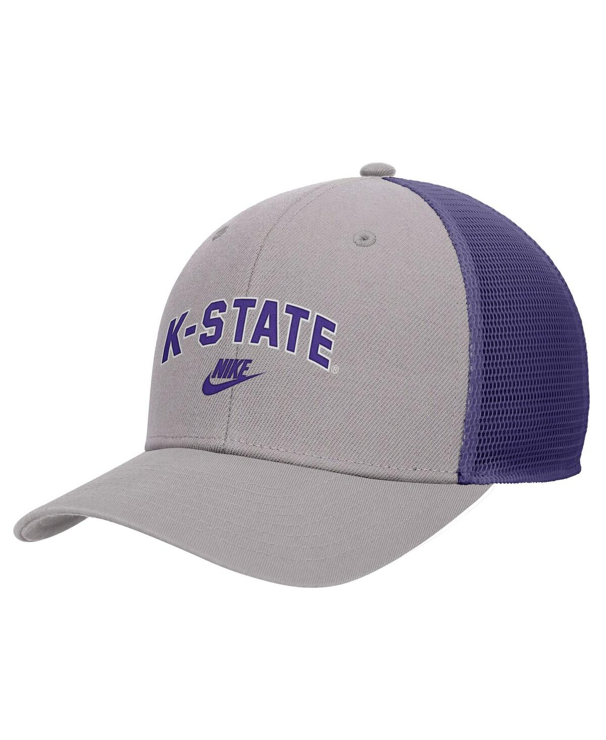 Nike Men's Pewter Kansas State Wildcats Vintage Arch Rise Performance Trucker Adjustable Hat In Gray