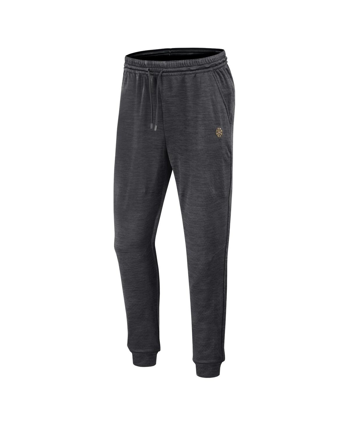 Fanatics Men's Heather Charcoal Boston Bruins Authentic Pro Fleece Sweatpants In Black