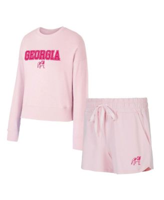 Concepts Sport - Women's Pink Georgia Bulldogs Elevation Tri-Blend Long Sleeve Top and Short Set