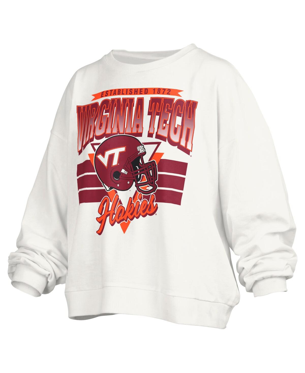 Pressbox Women's White Virginia Tech Hokies Janice Retro Logo Oversized Pullover Sweatshirt In White