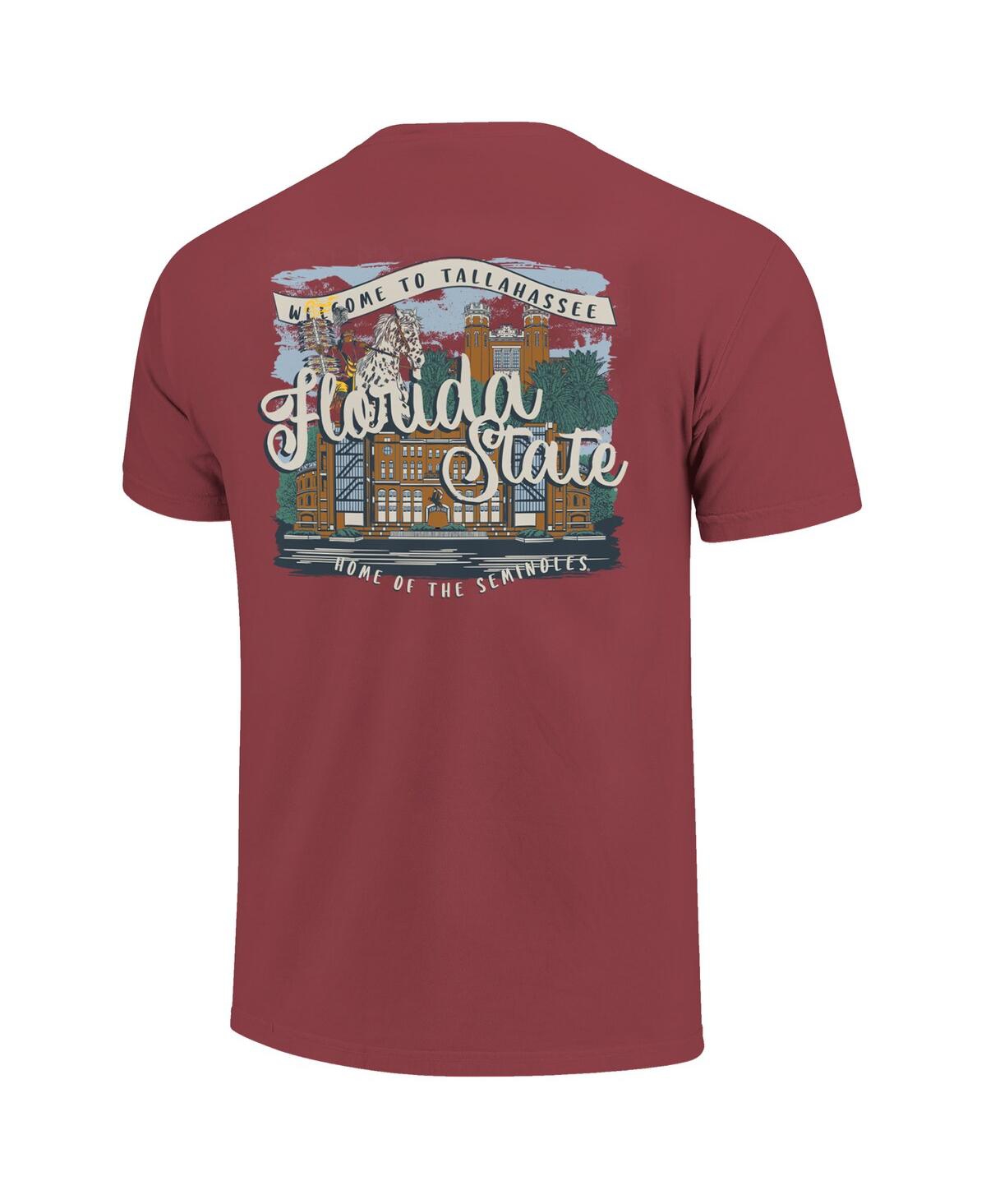 Image One Women's Garnet Florida State Seminoles Comfort Colors Campus Scene Drawing Script T-shirt In Red