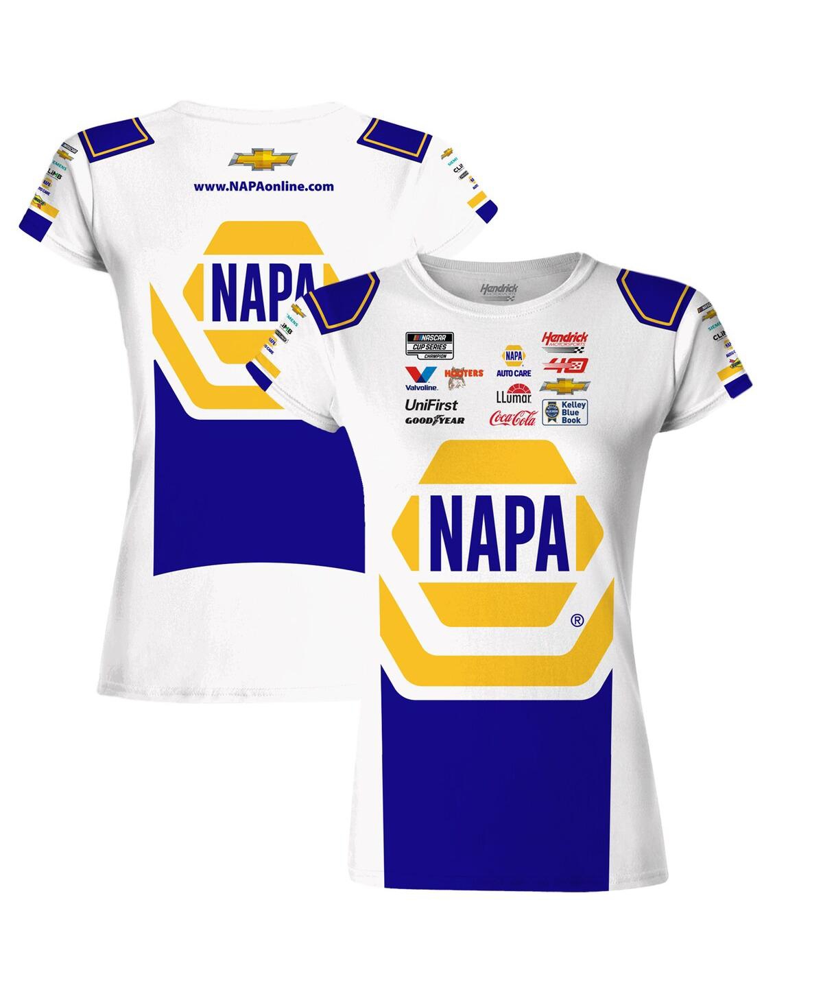 Hendrick Motorsports Team Collection Women's White/blue Chase Elliott Napa Uniform T-shirt In Multi