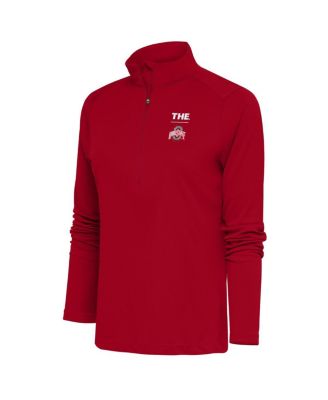 Antigua - Women's Scarlet Ohio State Buckeyes THE Tribute Half-Zip Pullover Top