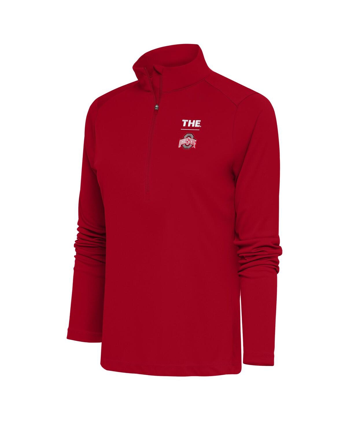Antigua Women's Scarlet Ohio State Buckeyes The Tribute Half-zip Pullover Top In Red