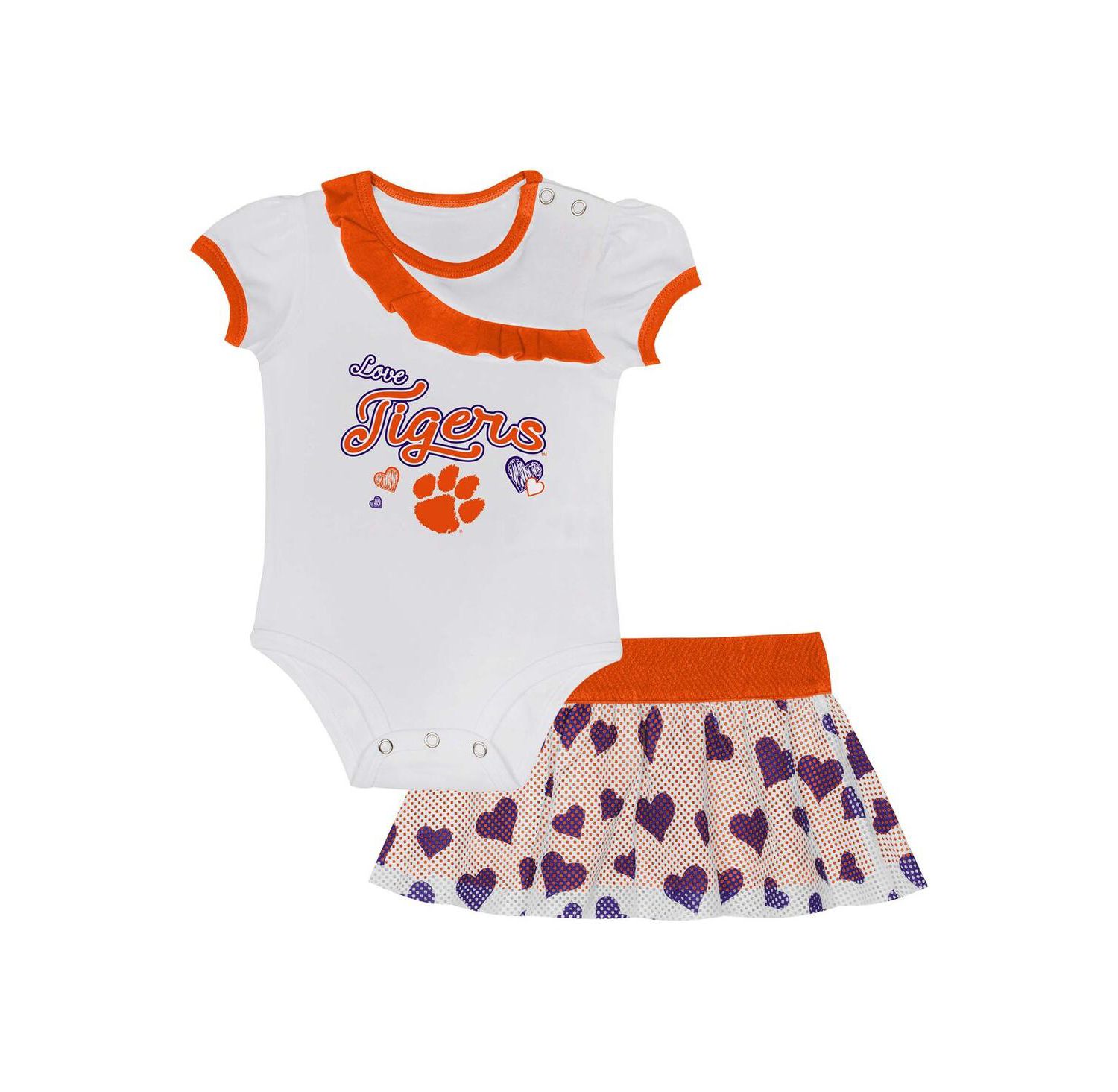 Baby Boys and Girls 2-Piece Clemson Tigers Love My Team Bodysuit and Skirt Set