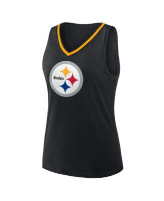 Women's Black Pittsburgh Steelers Plus Size Stellar Win V-Neck Tank Top