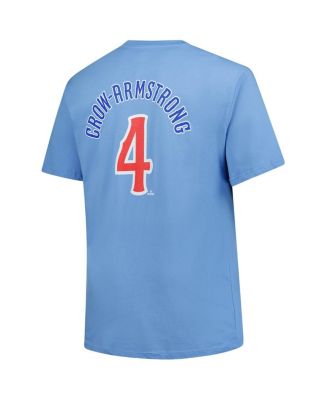 Men's Pete Crow-Armstrong Light Blue Chicago Cubs Big Tall Name Number T-Shirt