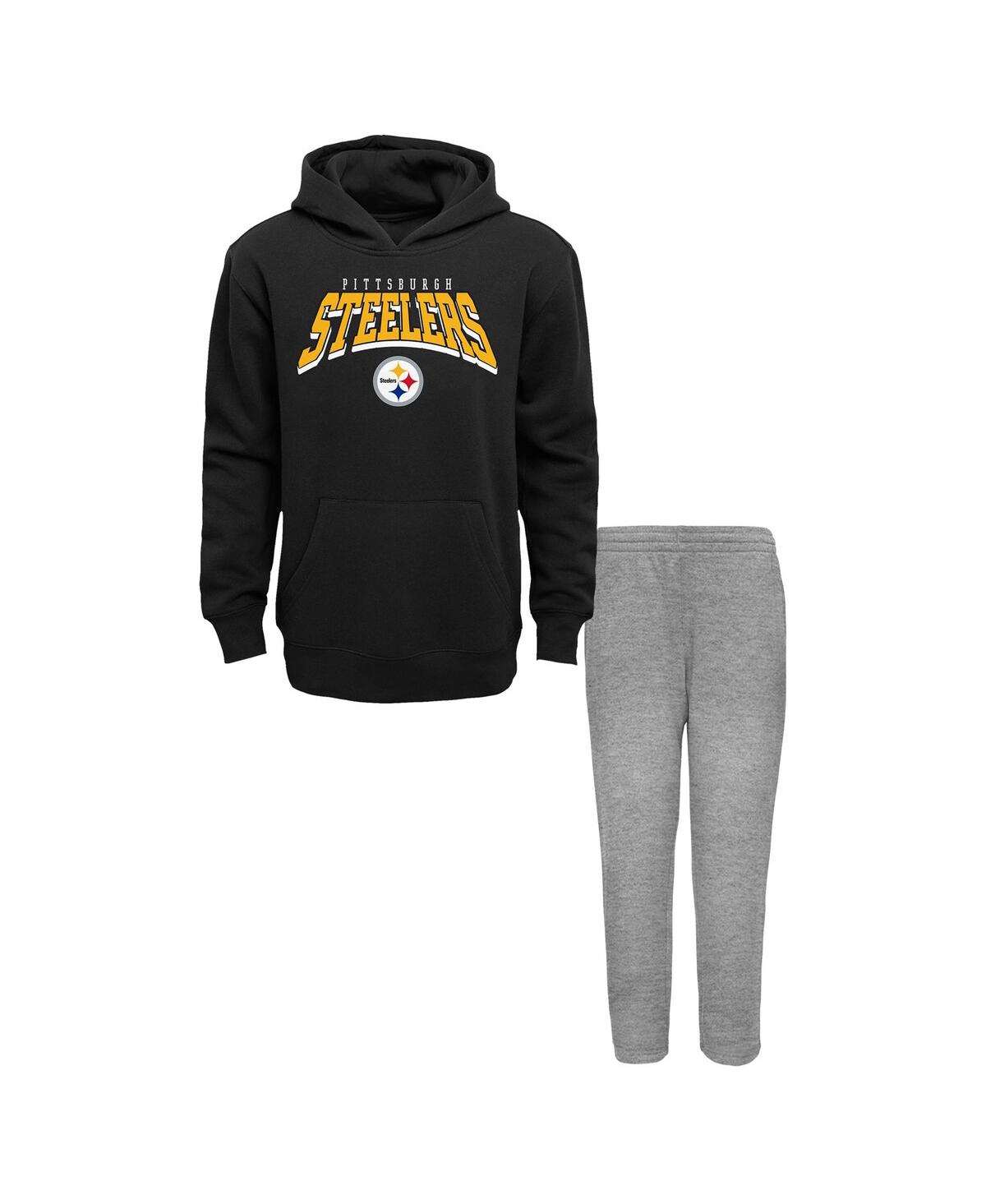 Outerstuff Toddler Pittsburgh Steelers Dynamic Duo Fleece Pullover Hoodie And Sweatpants Set In Black
