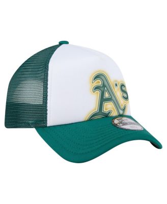 Toddler White/Green Athletics Painted A-Frame 9FORTY Trucker Adjustable Hat
