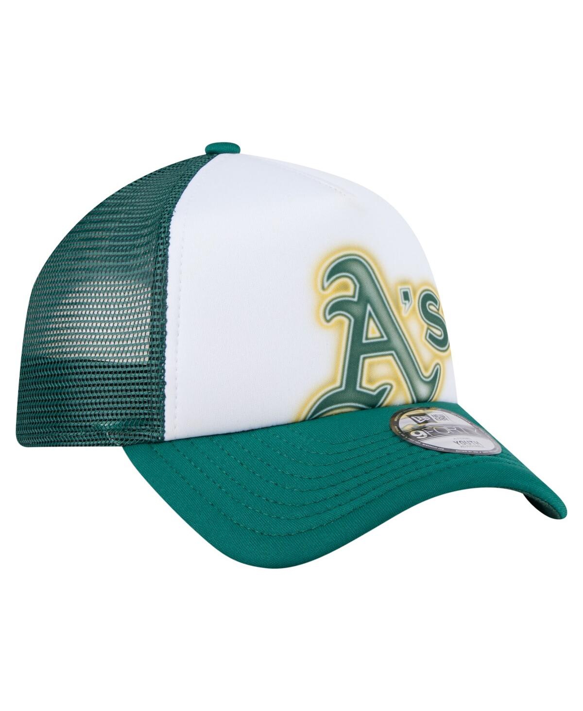 New Era Toddler White/green Athletics Painted A-frame 9forty Trucker Adjustable Hat In Green