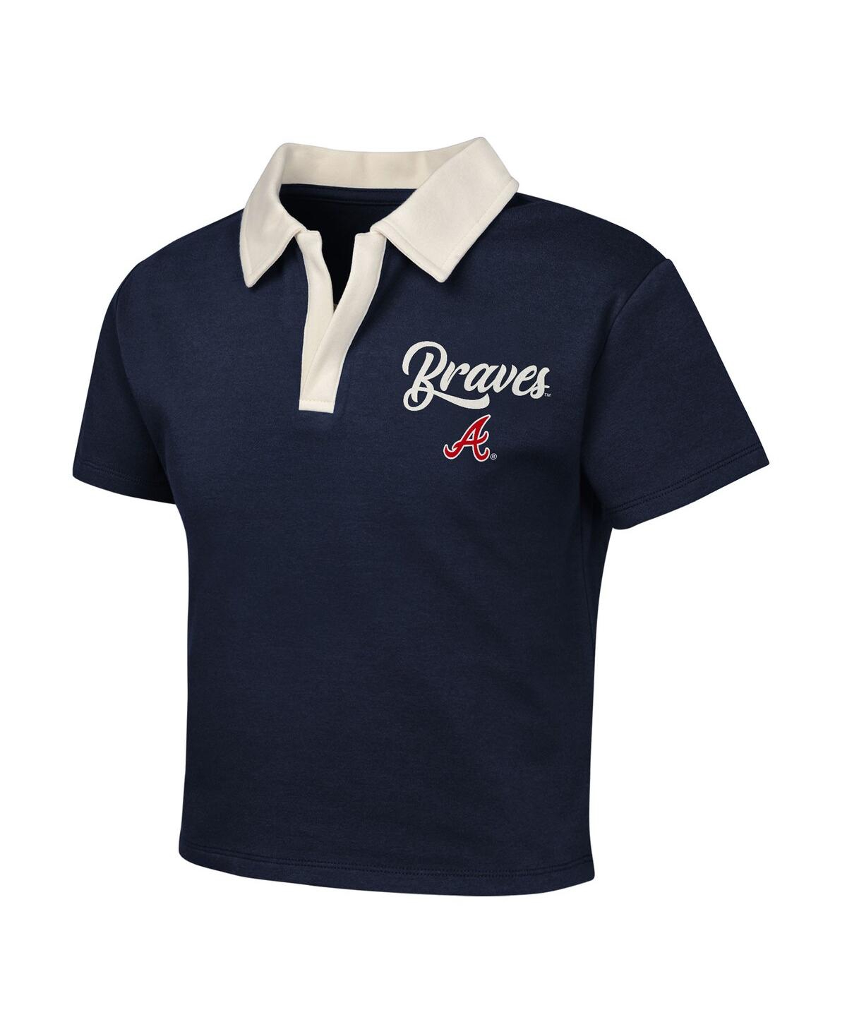Outerstuff Big Girls Navy Atlanta Braves Base Trainer Johnny Polo Shirt And Skort Set In Blue