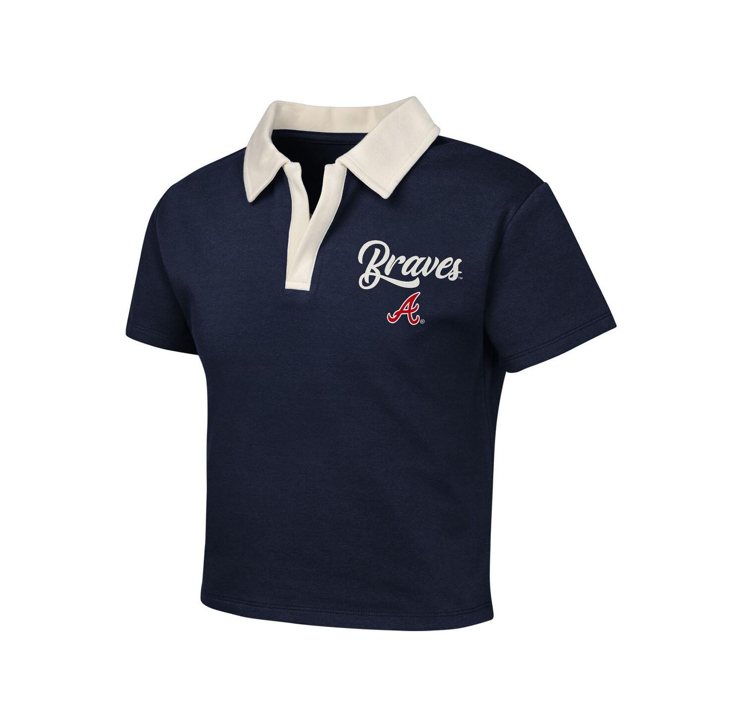 Big Girls Navy Atlanta Braves Base Trainer Johnny Polo Shirt and Skort Set