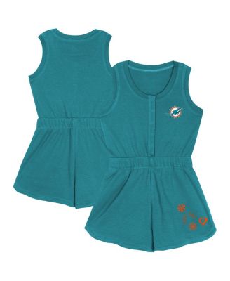 Outerstuff - Girls Toddler Aqua Miami Dolphins Super Girl Romper