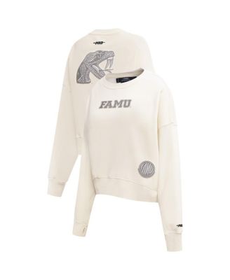 Pro Standard - Women's Cream Florida A&M Rattlers French Terry Boxy Cropped Pullover Crewneck Top