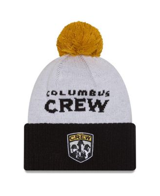 New Era - Men's White Columbus Crew 2025 Jersey Hook Cuffed Knit with Pom Hat
