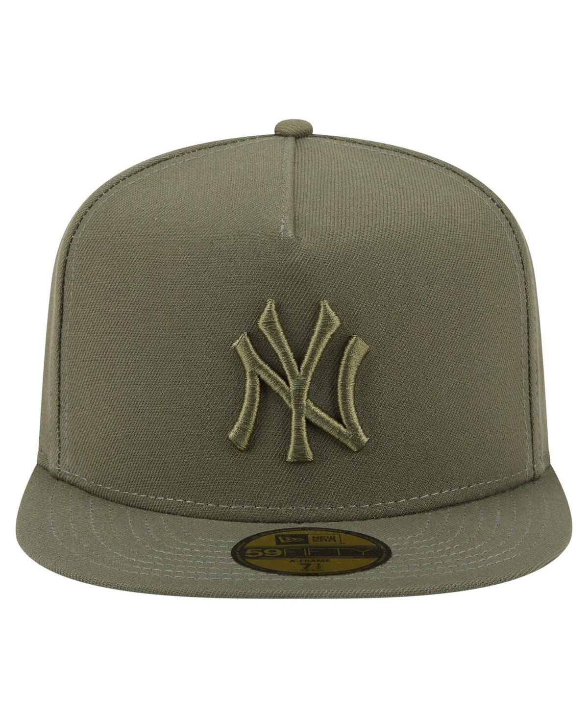 New Era Men's Olive New York Yankees Color Pack A-frame 59fifty Fitted Hat In Green