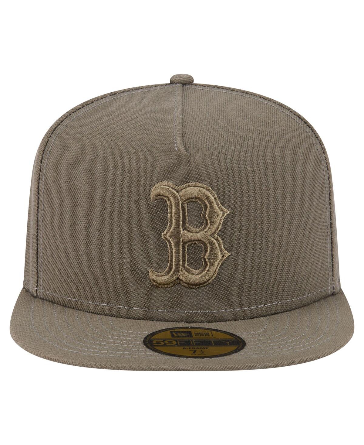 New Era Men's Olive Boston Red Sox Color Pack A-frame 59fifty Fitted Hat In Green