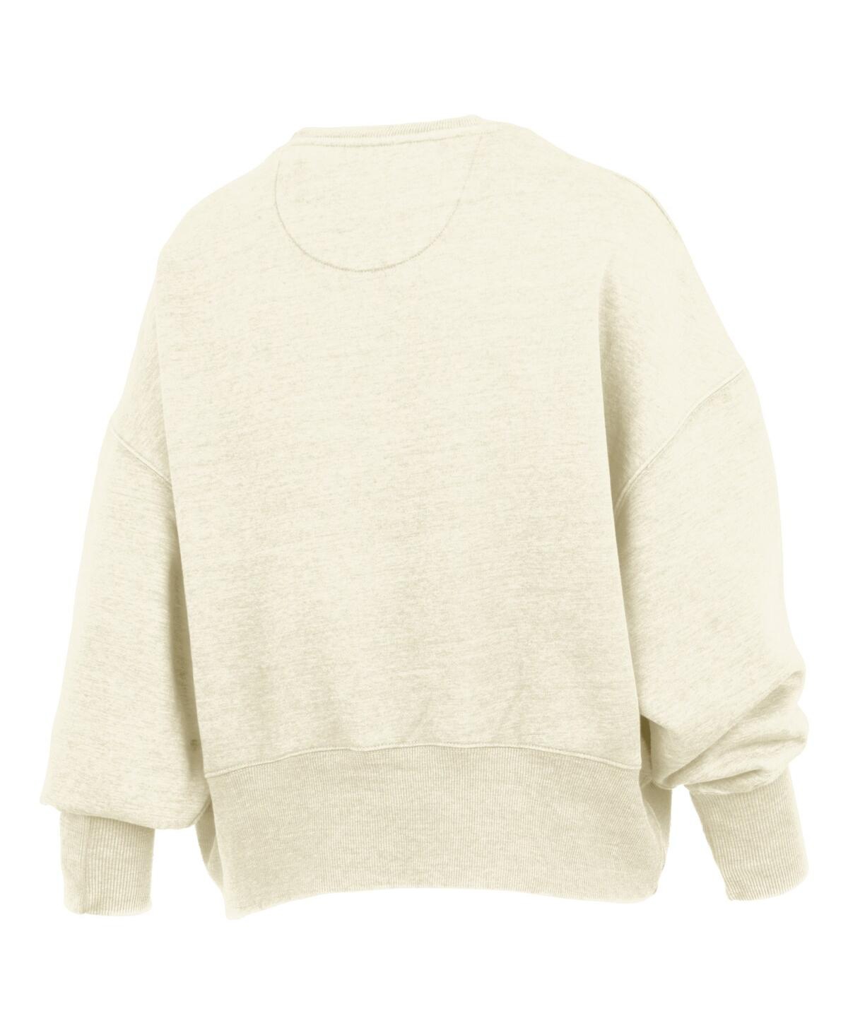 Pressbox Women's Natural Minnesota Golden Gophers Oversized Waist-length Crewneck Sweatshirt In Brown