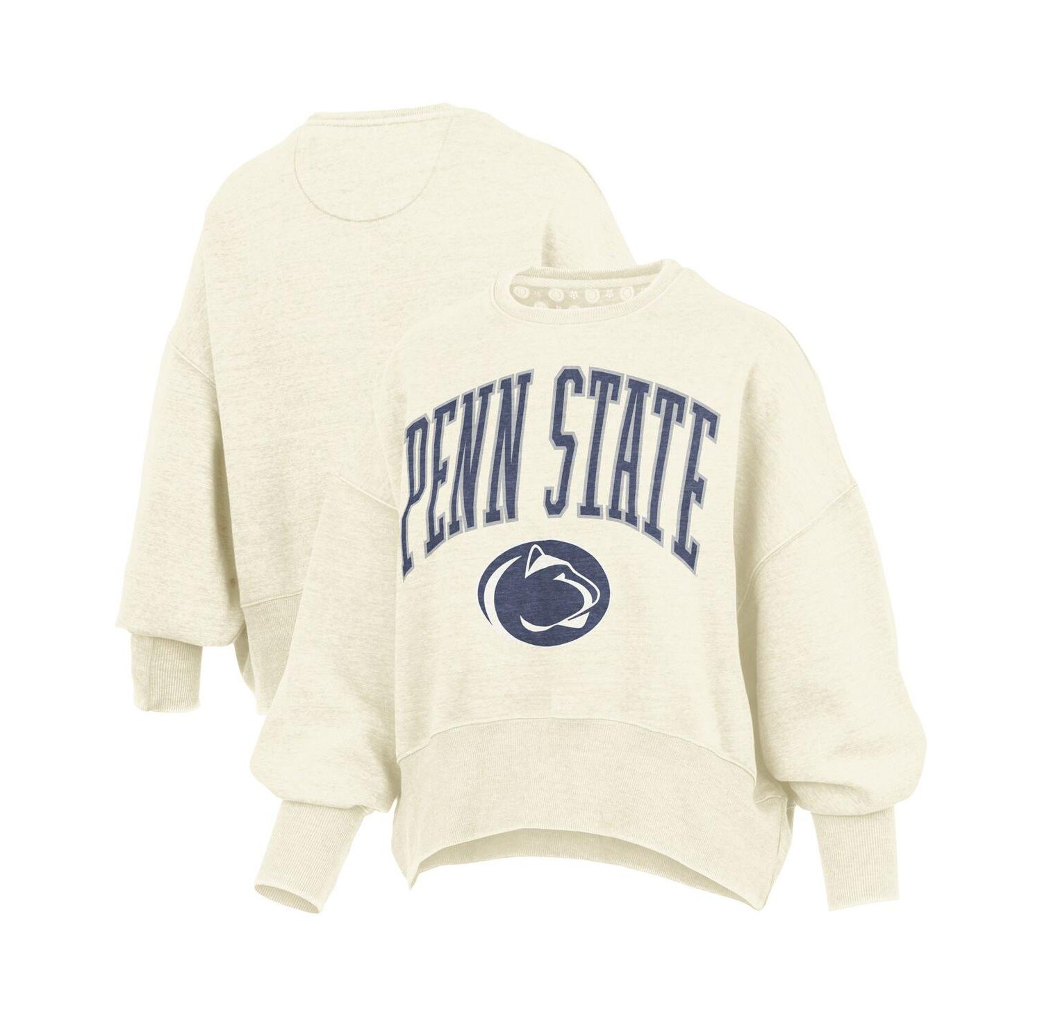 Women's Natural Penn State Nittany Lions Oversized Waist-Length Crewneck Sweatshirt