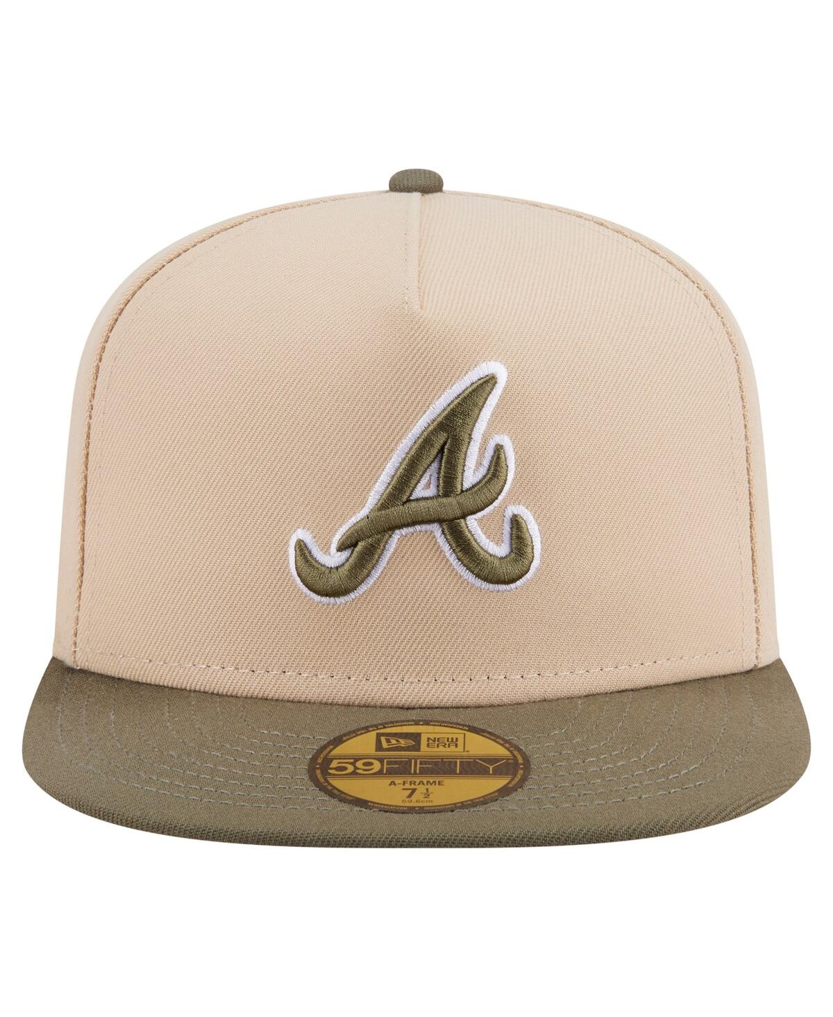 New Era Men's Light Beige/olive Atlanta Braves Two-tone Color Pack A-frame 59fifty Fitted Hat In Multi