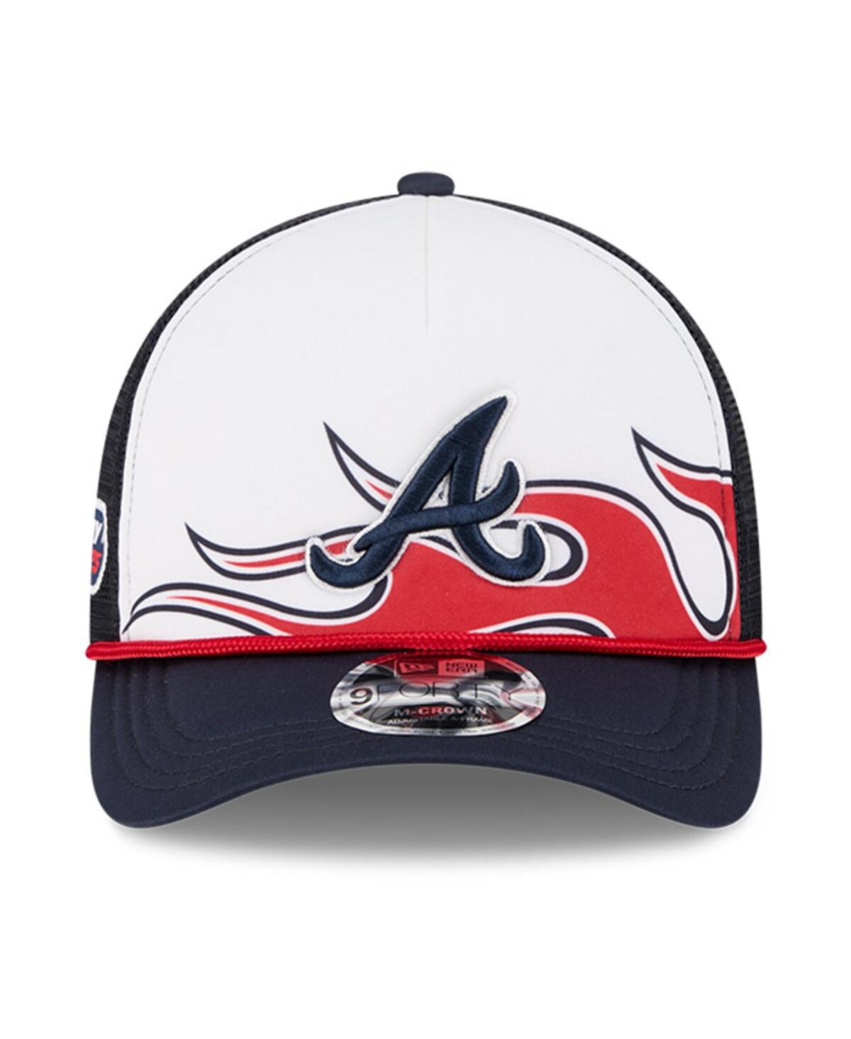 New Era Men's White/navy Atlanta Braves 2025 Mlb Speedway Classic Fashion Pack A-frame 9forty Adjustable Hat In Multi