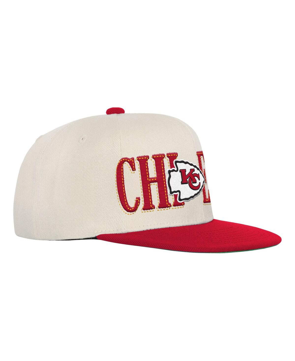 Mitchell & Ness Big Boys And Girls Cream/red Kansas City Chiefs Across The Board Vintage Snapback Hat In White