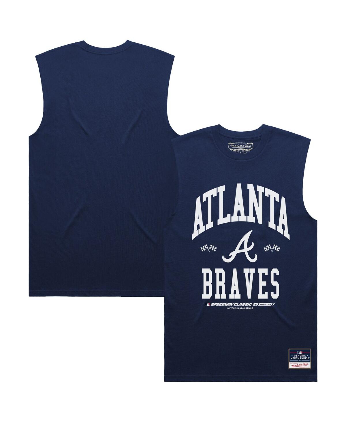 Mitchell & Ness Men's Navy Atlanta Braves 2025 Mlb Speedway Classic Tank Top In Blue