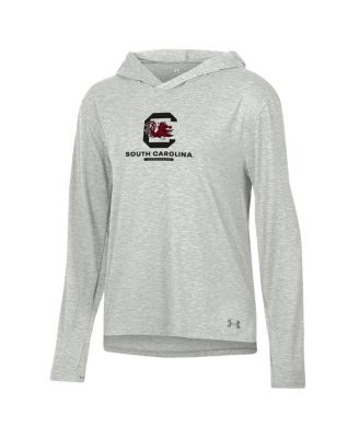 Women's Heather Gray South Carolina Gamecocks Tri-Blend Breezy Long Sleeve Hoodie T-Shirt