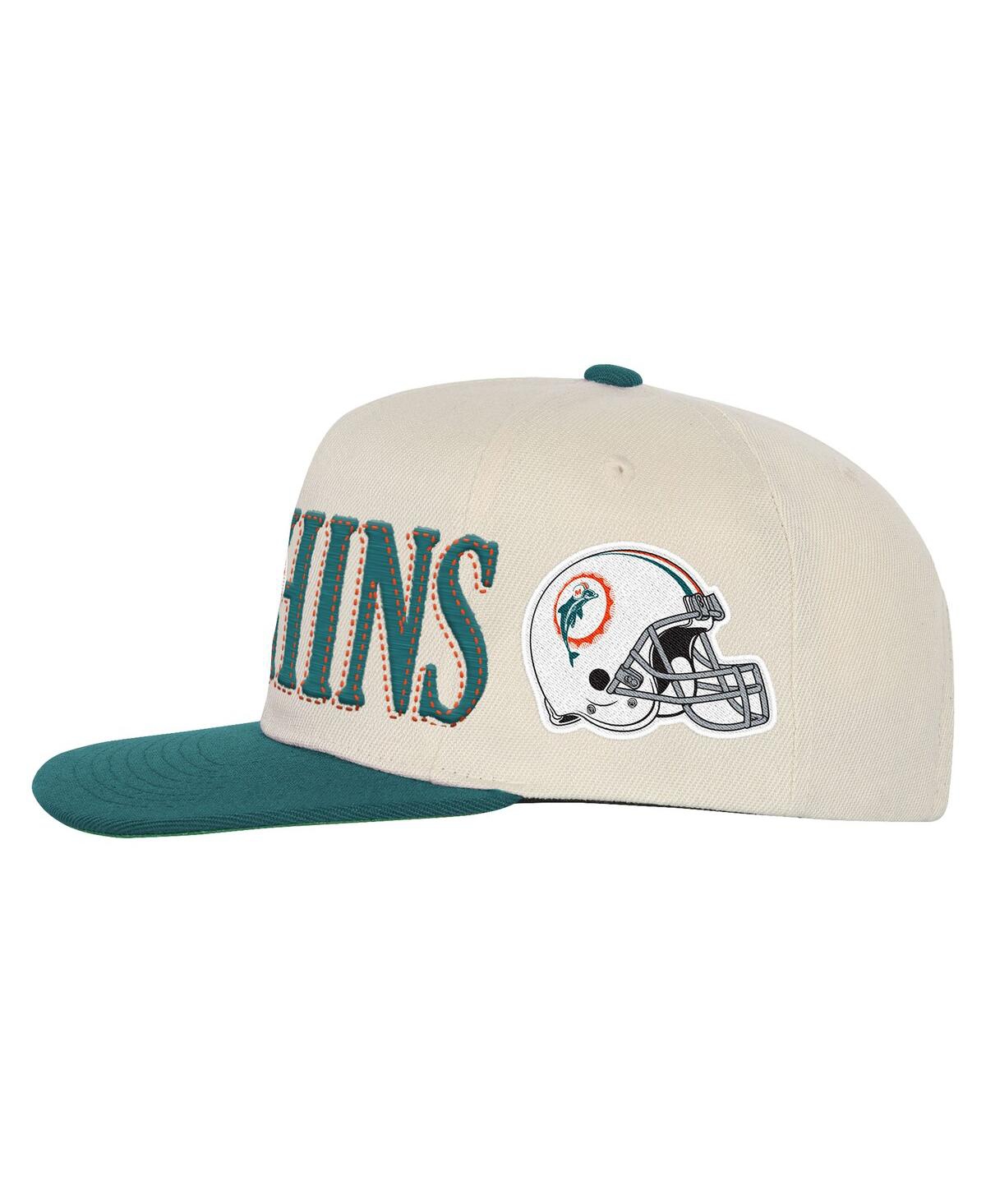 Mitchell & Ness Big Boys And Girls Cream/aqua Miami Dolphins Across The Board Vintage Snapback Hat In Multi