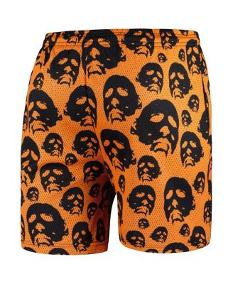 Men's Orange Halloween Mask Off Mesh Active Shorts