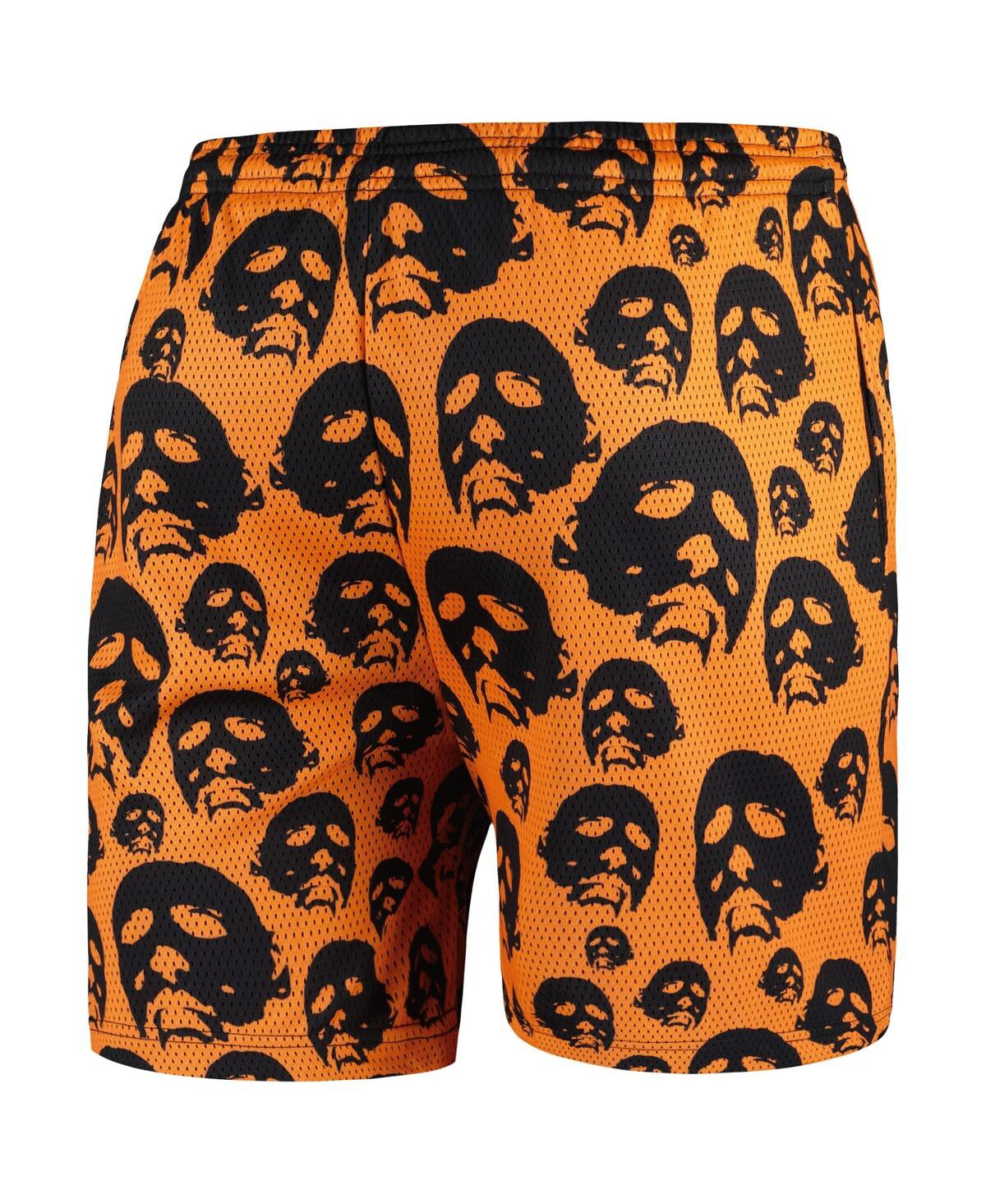 Contenders Clothing Men's Orange Halloween Mask Off Mesh Active Shorts In Orange