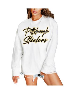 Gameday Couture - Women's White Pittsburgh Steelers Classic Comeback Oversized Long Sleeve T-shirt