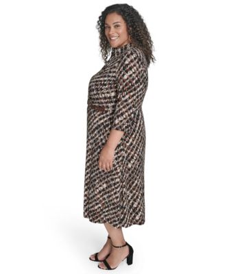 Plus Size Faux Wrap Midi Dress