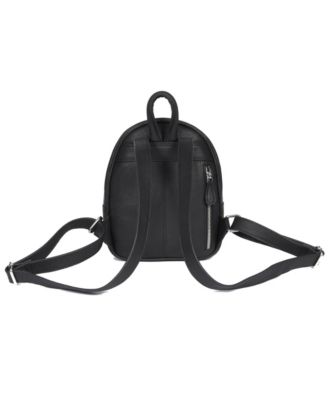 Pebbled Leather Mini Backpack with Red and White Racing Stripe, Front Zipper Pocket, Adjustable Shoulder Straps, and Compact Interior – Stylish Hands-Free Everyday Bag for Women or Teens