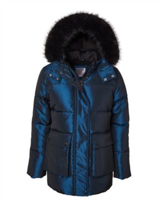 Big Girls' Iridescent Hooded Puffer Jacket