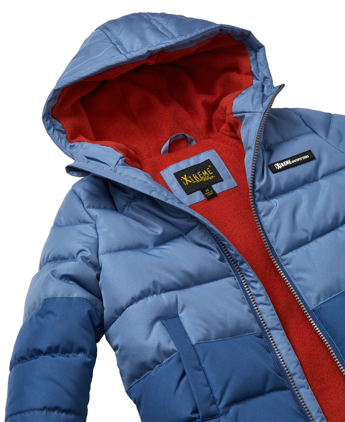 Ixtreme Big Boys Color Blocked Ripstop Puffer Jacket With Beanie In Blue
