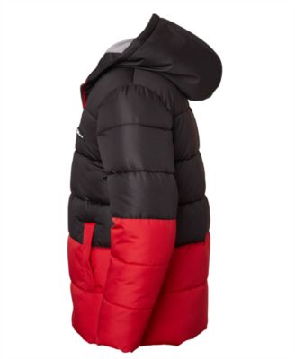 Toddler and Little Boys' Color Blocked Ripstop Puffer Jacket with Beanie