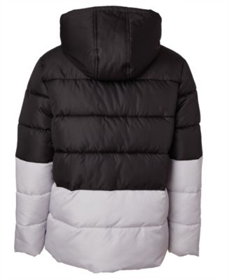 Big Boys Color Blocked Ripstop Puffer Jacket with Beanie